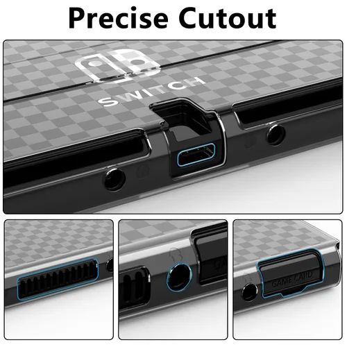Vista 7 de HEYSTOP Funda compatible con Nintendo Switch OLED modelo 2021, funda protectora de PC acoplable con cómoda funda Joy-Con de TPU y 6 tapas para pulgar