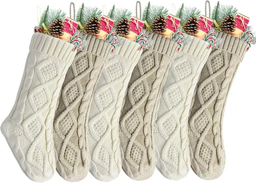 Vista 18 de paquete de 6 calcetines navideños de punto color vino, 18 pulgadas, Estilo2