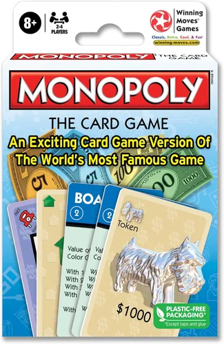 Vista 2 de Winning Moves Monopoly The Card Game Games USA, versión de juego de cartas estilo Rummy del juego más famoso del mundo para 2 a 4 jugadores, a