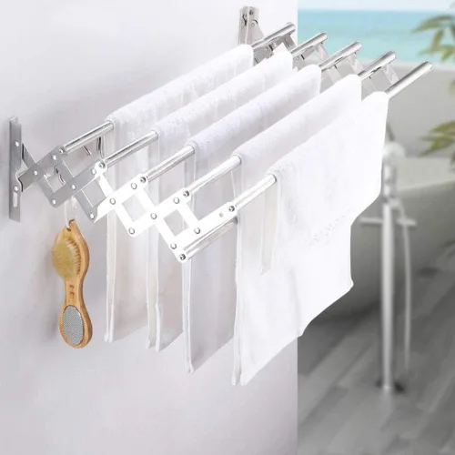 Vista 8 de Stainless Steel Retractable Towel Rack Bathroom Organizer Home Hotel Use