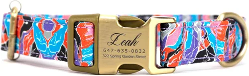 Vista 11 de Collar de perro personalizado con nombre y número de teléfono grabado, collar ajustable personalizado para cachorros, collar de algodón orgánico