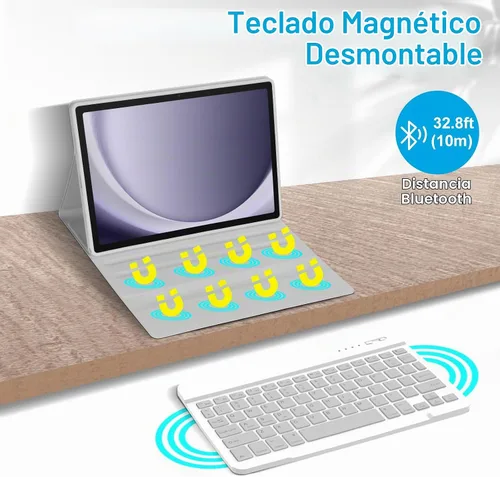Vista 4 de MORECOO Funda para Samsung Galaxy Tab A9 Plus con teclado de 11 pulgadas 2023 (SM-X210/X216/X218), funda para tableta A9 Plus con teclado