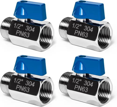 Vista 16 de Paquete de 2 válvulas de bola mini de 1", válvula de cierre de acero inoxidable 304 rosca NPT hembra x macho válvulas pequeñas para espacio compacto