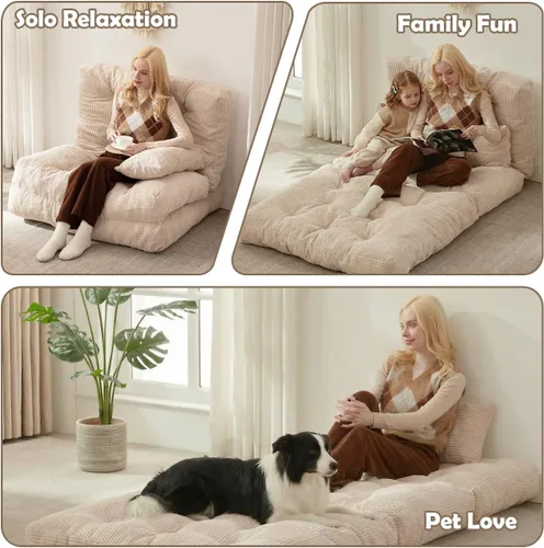Vista 5 de Sofá cama plegable, silla convertible con almohada, colchón plegable con soporte para la espalda, silla plegable portátil, cama, cómodo sofá de piso