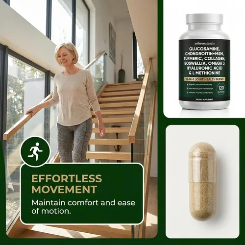 Vista 5 de Arthronaturals 18 en 1, Suplemento para articulaciones con glucosamina, condroitina, MSM, ácido hialurónico, omega-3 y más, para proporcionar apoyo