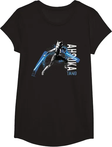 Vista 22 de Star Wars The Clone Wars Ahsoka Tano Dual Lightsabers Camiseta Asphalt Grey