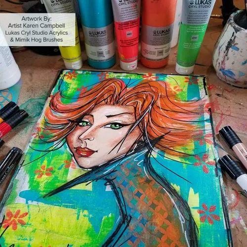 Vista 2 de Lukas CRYL Studio Artist - Pintura acrílica para artistas, Alizarín Carmesí, botella de 250 ml - Pinturas acrílicas de alto pigmento para pintar
