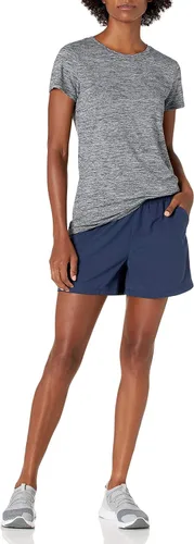 Vista 123 de Amazon Essentials Camiseta de manga corta con cuello redondo para mujer, de secado rápido, para entrenamiento, gimnasio, paquete múltiple