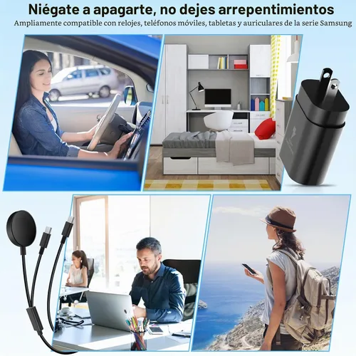 Vista 7 de Paquete de 2 cargadores de reloj Samsung, adaptador de corriente de 25 W, para Galaxy Watch 8/7/6/6 Classic/5 Pro/5/4/4 classic/3/Active2/1
