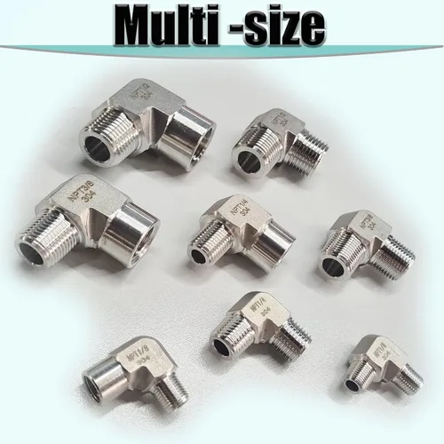 Vista 8 de 2 piezas de codo de calle de 90 grados, adaptador de codo de barra forjada de acero inoxidable 304, accesorios de tubería de alta resistencia