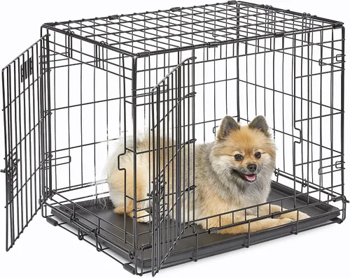 Vista 9 de MidWest Homes for Pets - Canil para perros iCrate de una y dos puertas mejoradas, incluye bandeja a prueba de fugas, patas protectores de suelos