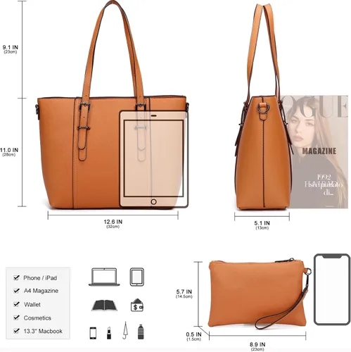 Vista 4 de Bolsas estilo cartera y bolsos estilo tote y de hombro para mujer con asa superior.