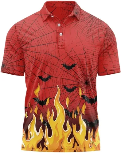 Vista 31 de HUGS IDEA Camiseta casual retro para hombre, diseño de calavera de manga corta Nota musical de hoja de otoño