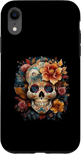 Vista 8 de iPhone 14 Floral Mexican Skull Day of the Dead Dia De Muertos Funda Mujer