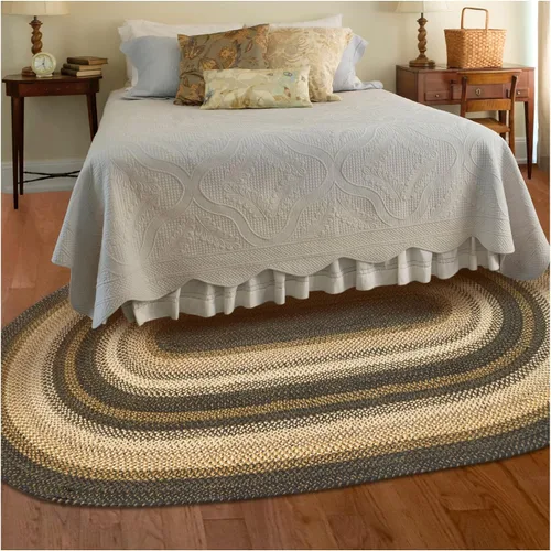 Vista 34 de Homespice Apple Pie - Alfombra ovalada roja de 2 x 3 pies, alfombra de cocina trenzada para decoración primitiva y rústica, reversible, yute sin