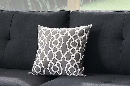 Vista 7 de Poundex bobkona viola Set de sofás con otomano en negro linen-like polyfabric mano izquierda o derecha chaise