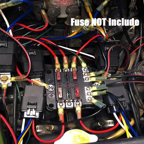 Vista 7 de Ampper Caja de fusibles de 6 vías con bus negativo, DC 12-24 V ATC/bloque de fusibles ATO con indicador LED, cubierta, tornillos y etiqueta adhesiva