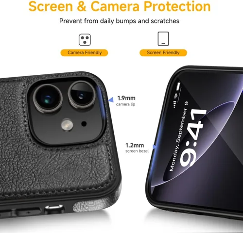 Vista 7 de Funda protectora de cuero de lujo con diseño único para iPhone 11, antideslizante, resistente a los arañazos, ultra delgada, funda protectora