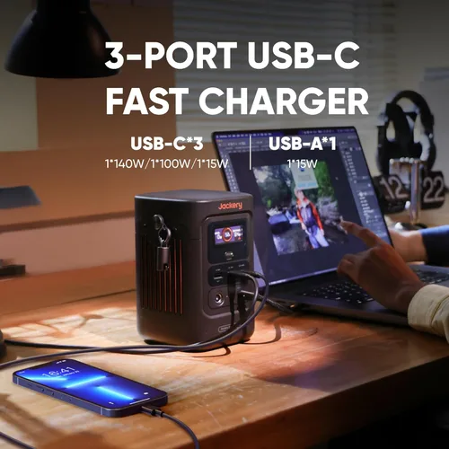 Vista 4 de Jackery Explorer - Banco de energía 240D, estación de energía portátil LiFePO4 de 80,000 mAh, salida de CC de 200 W, carga rápida de 1 hora