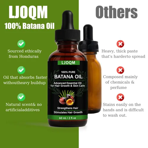 Vista 6 de Batana - Aceite para el crecimiento del cabello prensado en frío para engrosar y fortalecer el cabello con aceite de romero y ricino, tratamiento