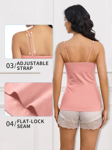 Vista 24 de Camisa Attraco de algodón, con tirantes estilo espagueti, con brasier incorporado, 2 paquetes, para mujer