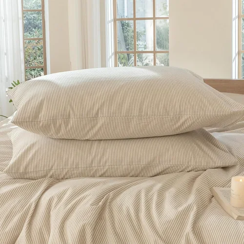 Vista 40 de MooMee Juego de 2 fundas de almohada de cuadros 100% algodón lavado con textura parecida al lino, transpirable, duradera, suave y cómoda