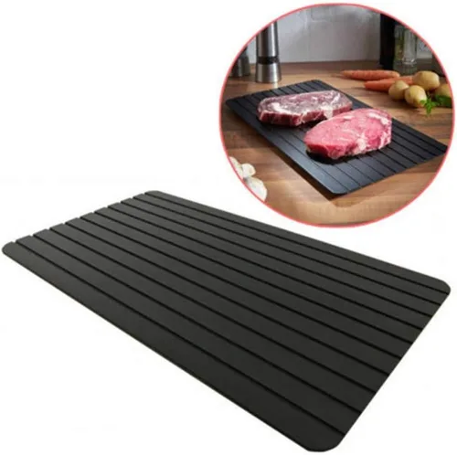 Vista 8 de Happyyami Alfombrilla de descongelación rápida, bandeja de descongelación rápida de aluminio, placa de descongelación rápida, descongelador de carne