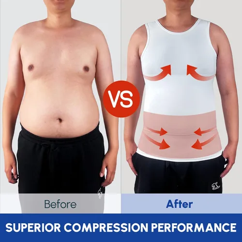 Vista 2 de Aptoco Camisas de compresión para hombre, chaleco para hombre de ginecomastia