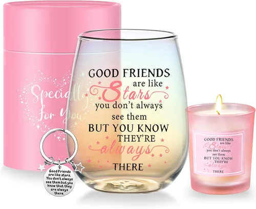 Vista 25 de Yalucky Regalos para mujer amiga, vaso de vidrio de 16.2 fl oz, regalos de cumpleaños para mujer, Llaveros para mujeres, regalo de graduación