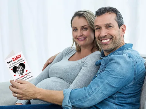 Vista 3 de WaaHome Divertida tarjeta del primer día del padre para el nuevo papá de hija, hijo y bebé, tarjeta de regalo feliz del primer día del padre