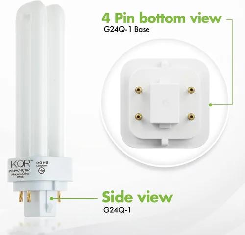 Vista 7 de (4 unidades) tubo doble de 13 Watts - G24Q-1 (4 pines) Base, 13.0watts