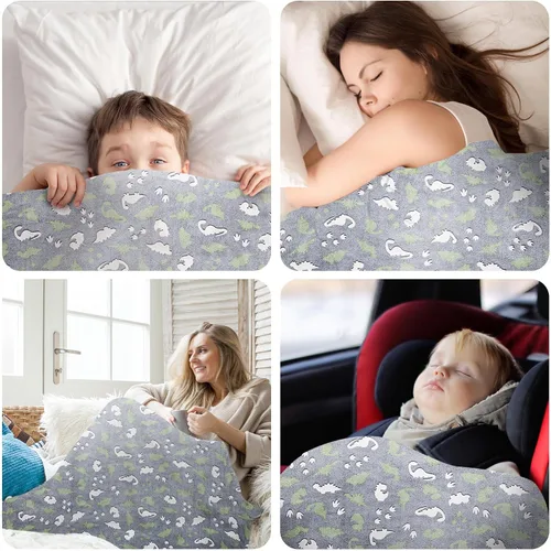 Vista 7 de LAT - Manta que brilla en la oscuridad, de franela de felpa supersuave y mullida para niñas y niños, para todas las estaciones, para cama o sofá, 50