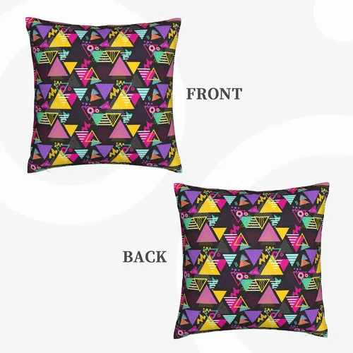 Vista 2 de Fundas de almohada geométricas estilo retro de los años 80 de 18 x 18 pulgadas, funda de almohada para dormitorio, sofá, decoración de casa