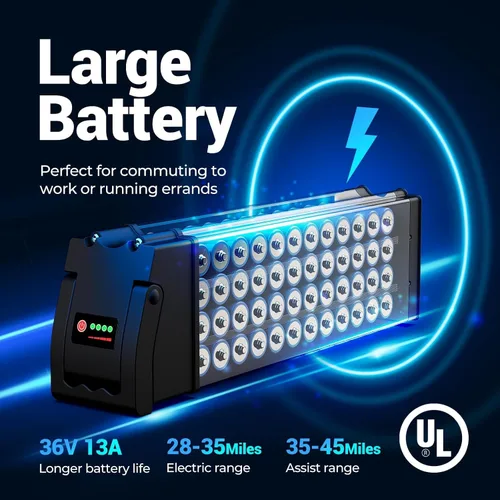 Vista 3 de Geemax - Triciclo eléctrico para adultos, 20 pulgadas x 4.0 con neumáticos de grasa, pico de 500 W, 15 MPH, 36 V, 13 Ah, batería de litio