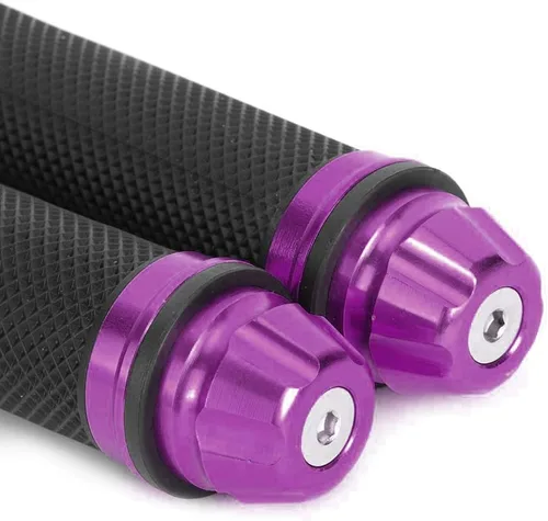 Vista 6 de Manillar de motocicleta de aleación de aluminio CNC de goma de manillar universal compatible con mango de bicicleta de 7/8 pulgadas (morado)