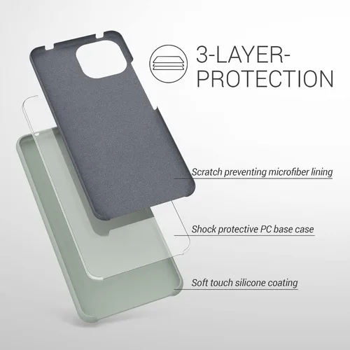 Vista 2 de kwmobile Funda compatible con Xiaomi 11 Lite (5G) NE/Mi 11 Lite (5G) - Funda de silicona TPU con acabado suave - Gris Verde