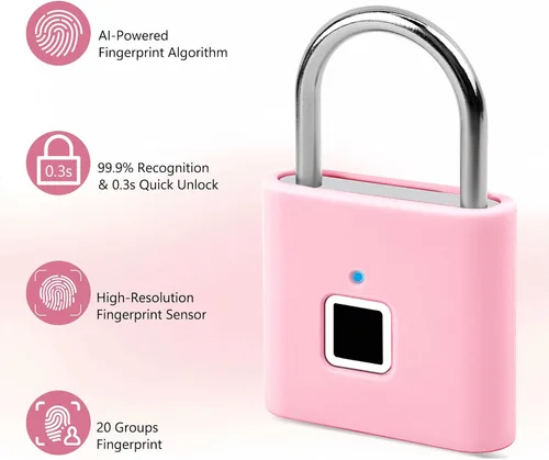 Vista 3 de UMIKSMART - Candado inteligente de huellas dactilares, combinación de candado sin llave con carga USB, impermeable para bicicleta, casillero
