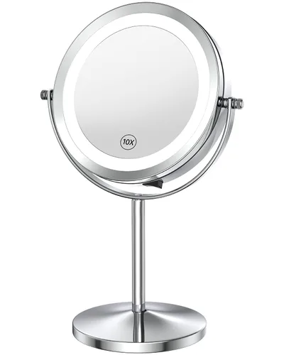 Vista 6 de Espejo de maquillaje LED con aumento 10X, espejo de pie de doble cara de 7 Negro
