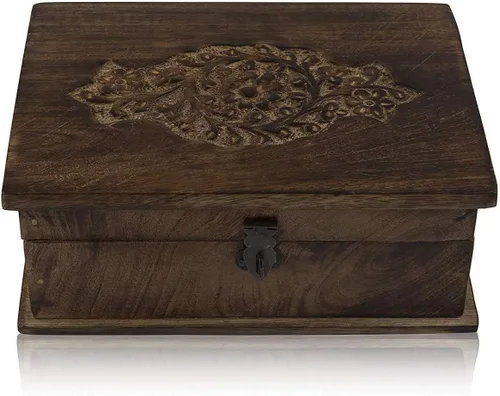 Vista 9 de Grandes ideas de regalo de cumpleaños, caja de joyería decorativa hecha a mano con cerradura y llave, organizador de joyas, caja de recuerdos, caja