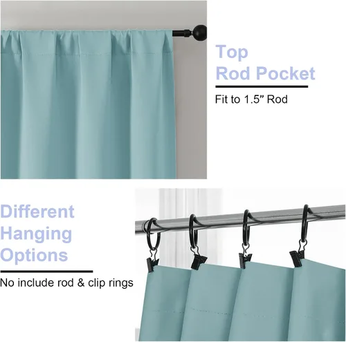 Vista 4 de Simplebrand Ava Aqua - Cortinas cortas opacas de 24 pulgadas, juego de 2 paneles, con bolsillo para cortinero, cortinas de privacidad para ventanas