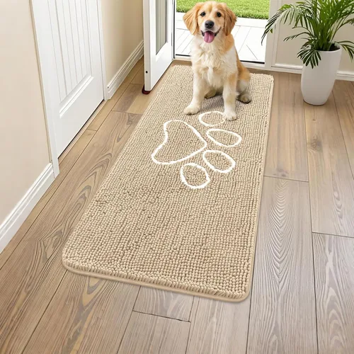 Vista 77 de Smiry Tapete para puerta de perro para patas fangosas, absorbente y Gris y negro