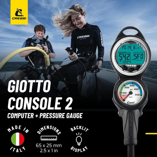 Vista 2 de Cressi Giotto 2 Dive Computer, w/Pressure Gauge, SPG in Imperial System
