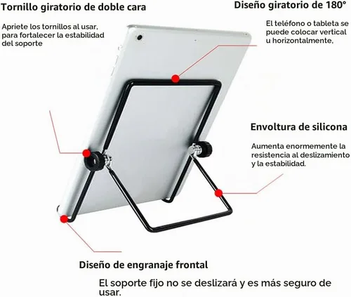 Vista 4 de VOVIGGOL Soporte ajustable para tableta, soporte plegable antideslizante para tabletas de 9 a 12.9 pulgadas, iPad, Samsung y Kindle Fire, soportes