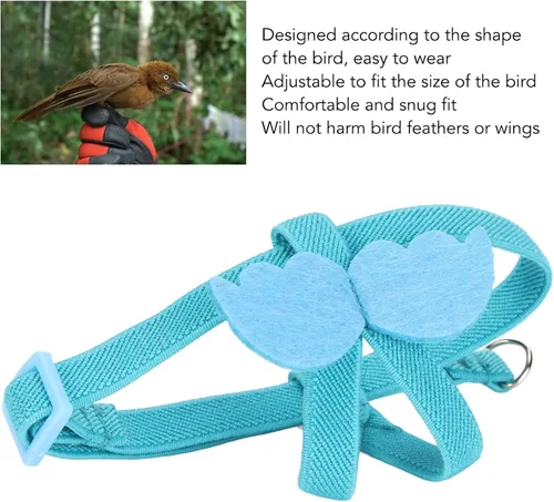 Vista 4 de Correa de arnés de loro para mascotas, correa ajustable de nailon para loro, chaleco de arnés de vuelo de pájaros, ropa voladora con cuerda, traje