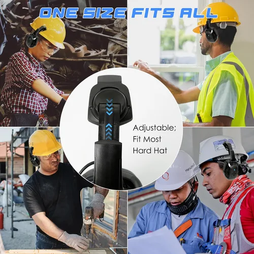 Vista 8 de Aolamegs Orejeras con Bluetooth para casco duro, NRR de 26 db, con cancelación de ruido, orejeras para llamadas, música, protección auditiva