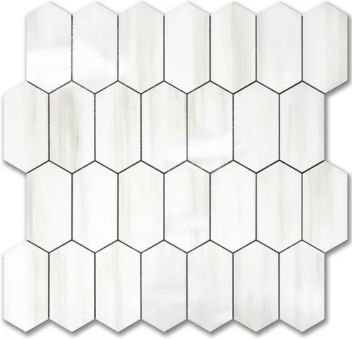 Vista 19 de Vamos Tile - Azulejo de salpicaduras de pelar y pegar hexagonal largo para cocina y baño - 1 hoja de adhesivo para salpicaduras en la pared de 12.4