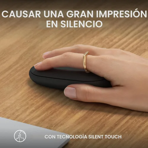 Vista 5 de Logitech Pebble Mouse 2 M350s Slim Bluetooth Ratón inalámbrico, portátil, ligero, botón personalizable, clics silenciosos, fácil de cambiar