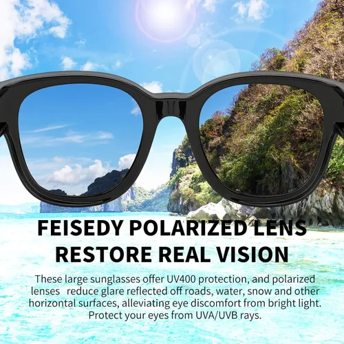 Vista 5 de FEISEDY Oversized Polarized Fit Over Sunglasses Trendy Cat Eye Wear Over Eyewear Glasses UV400 Protection B2922
