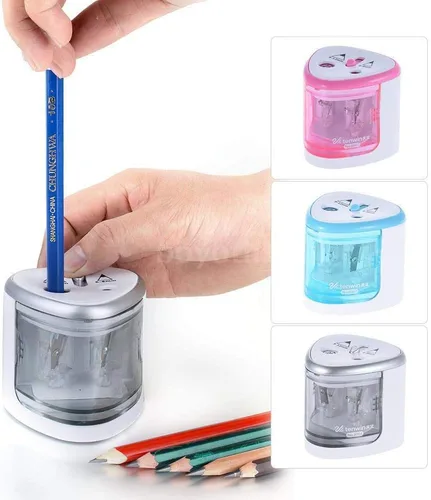 Vista 8 de SEIWEI Sacapuntas eléctrico automático para lápices de colores de 0.236-0.315 in/0.354-0.472 in, diseño de doble agujero, para adultos, niños, uso