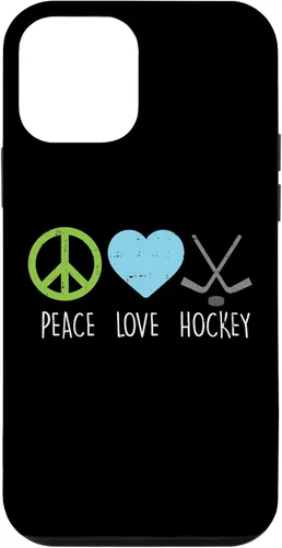 Vista 12 de Funda para iPhone 14 Peace Love Ice Hockey Cool Player Goalie Hippie Hombres Mujeres